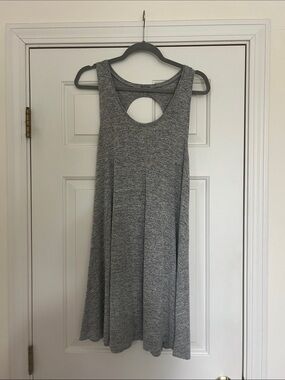 aerie Heather Gray Midi Swing Dress with Back Cutout